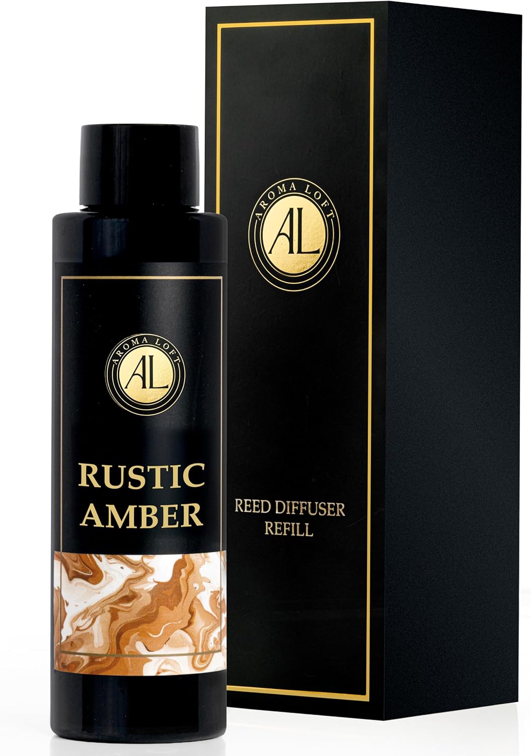 Rustic Amber Reed Diffuser Oil Refill for Home | Premium 4oz Amber Essential Oil for Reed Diffuser Refill | Long Lasting Fragrance | Ideal for Living Room, Bathroom & Office