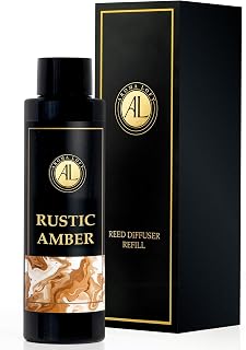 Rustic Amber Reed Diffuser Oil Refill for Home | Premium 4oz Amber Essential Oil for Reed Diffuser Refill | Long Lasting Fragrance | Ideal for Living Room, Bathroom & Office