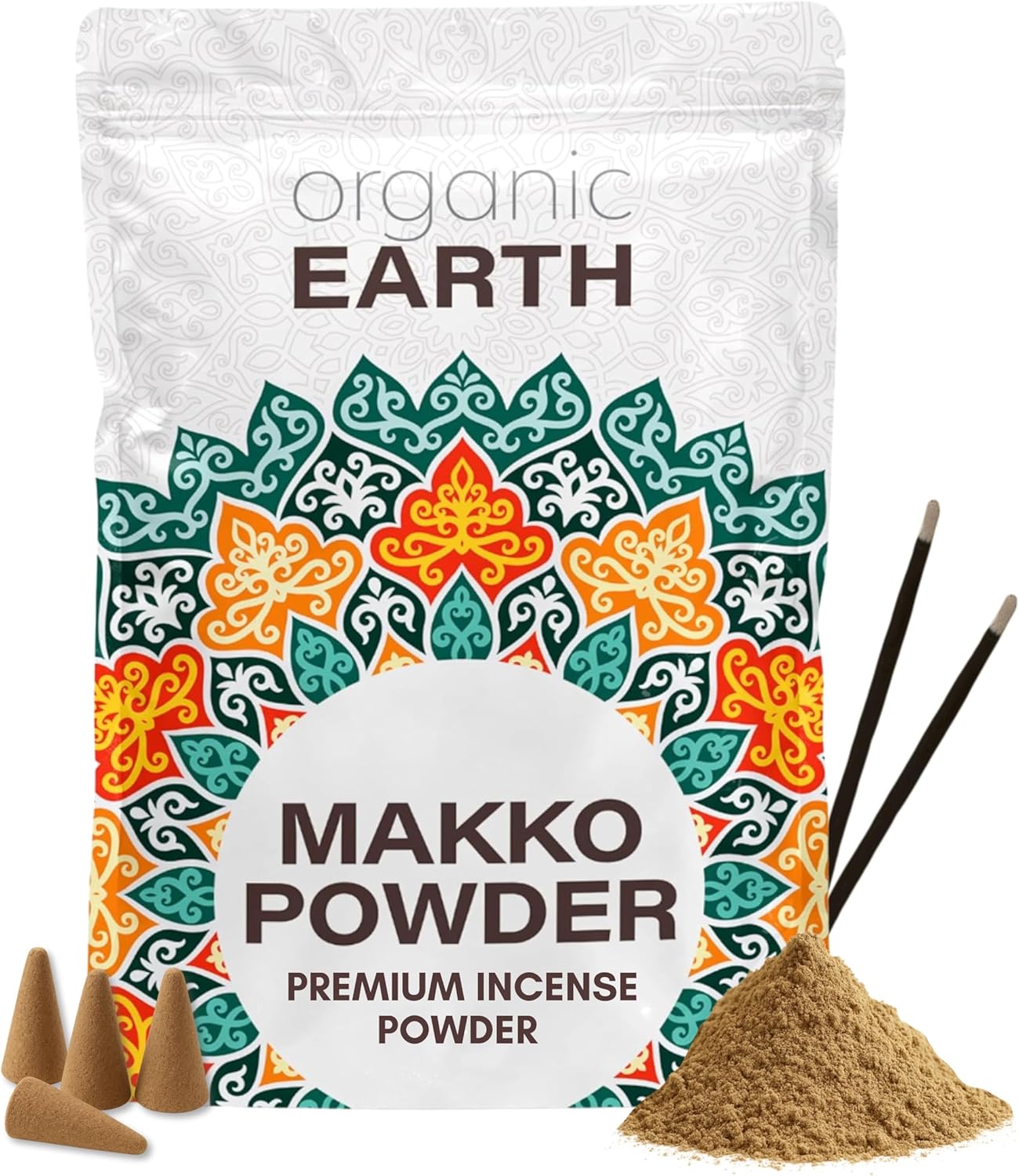 Organic Earth Makko Powder 4oz - High Grade Premium Powder Incense Burner Kit (for Making Cone and Coil Incense) - DIY Gift - Spiritual Kit