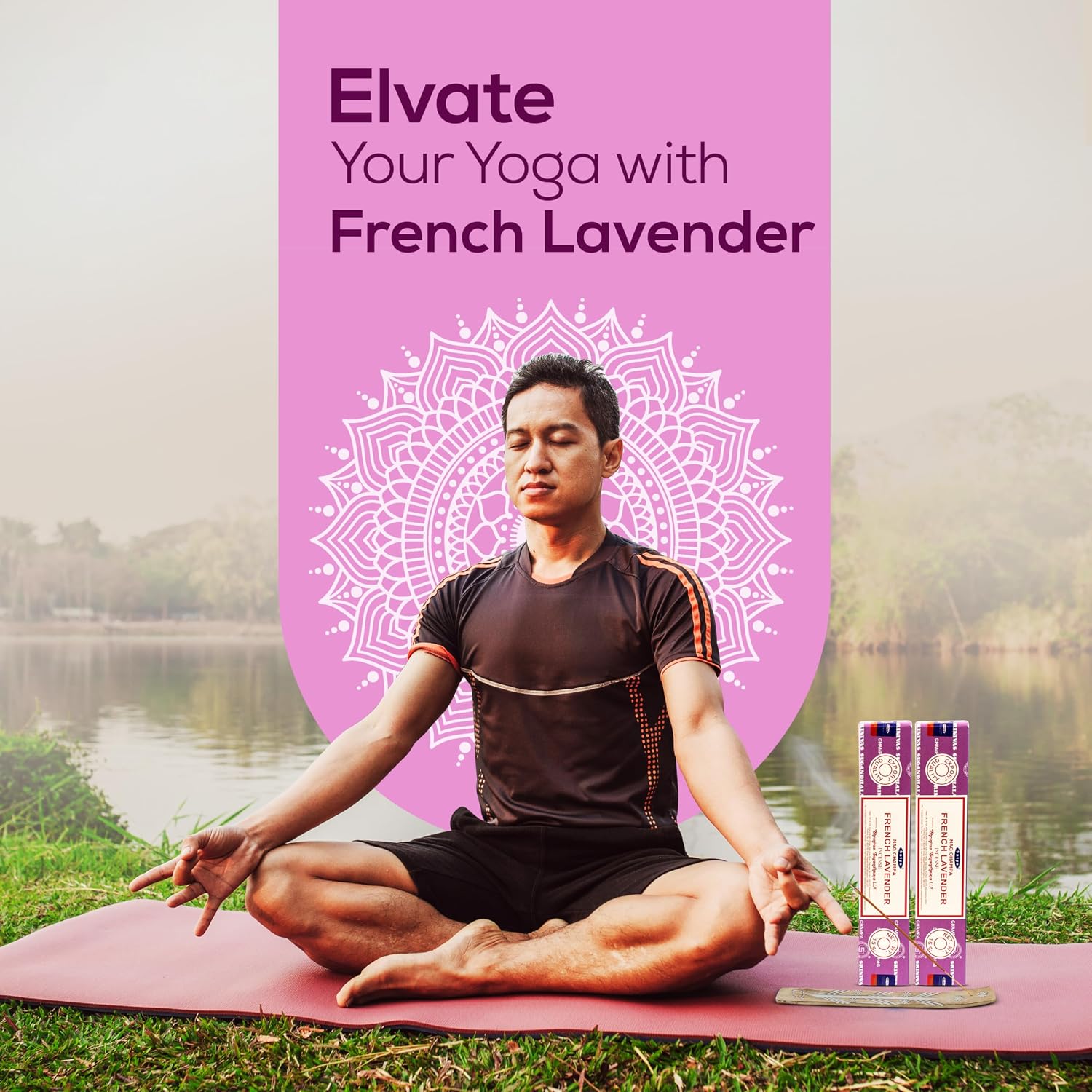 Satya French Lavender Incense Sticks, Satya sai Baba Insenses 15gmx3 (45 gm) Pack with Raajsee Incense Holder Bundle, Satya Nag Champa Natural Incense