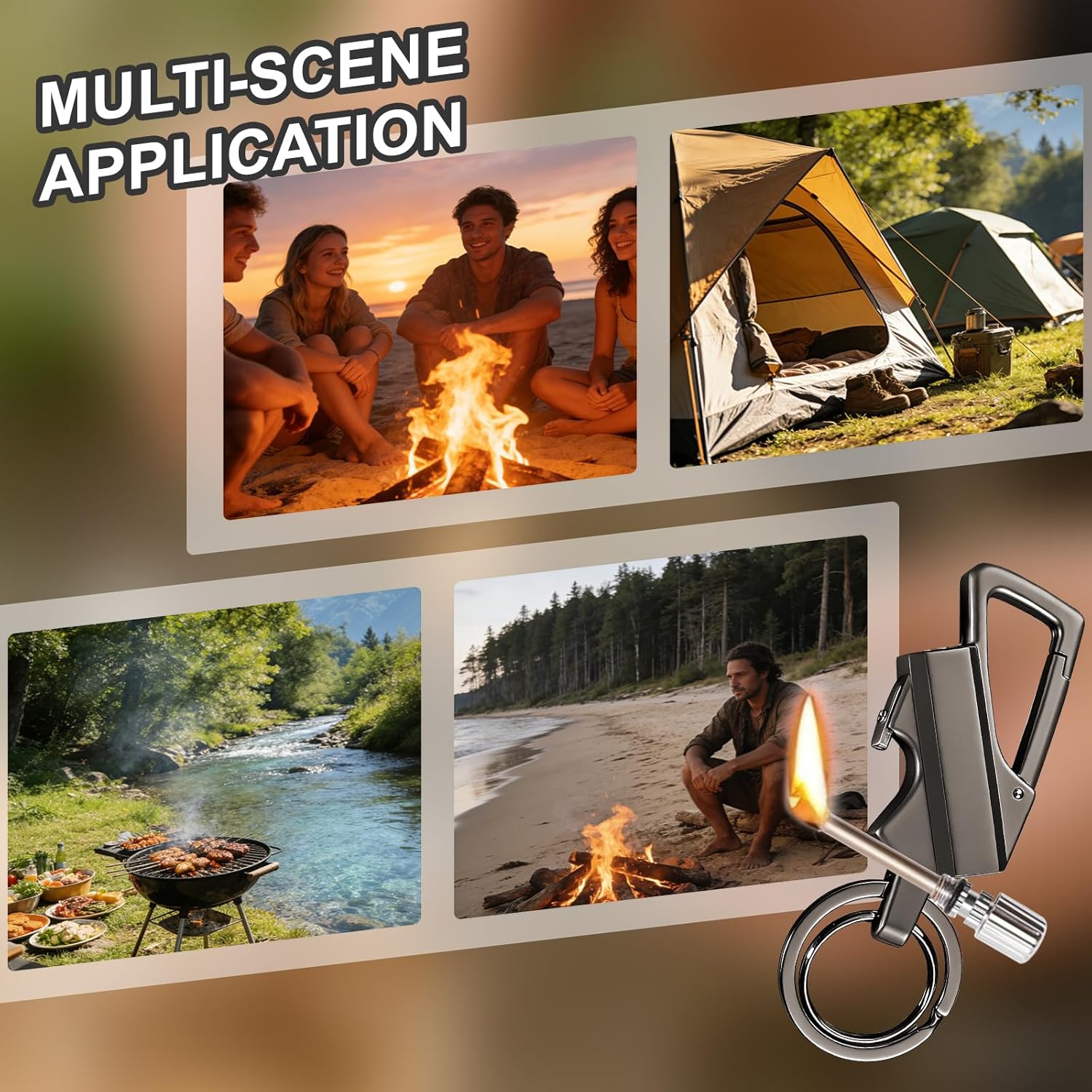 2 Pack Permanent Match Infinity Lighter with Tinder Storage Canister, Multitool Keychain Bottle Opener, Reusable Waterproof Match Strike Anywhere, Forever for Outdoor Survival, for Men Women