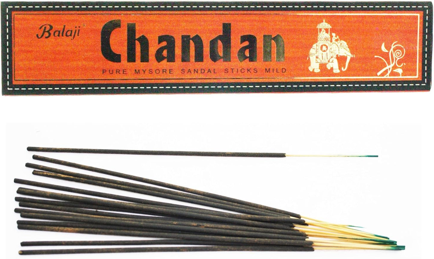 Balaji Chandan Pure Mysore Sandal Mild Incense Sticks, (12 Units x 15 Sticks), Brown,11 x 9.7 x 25 cm