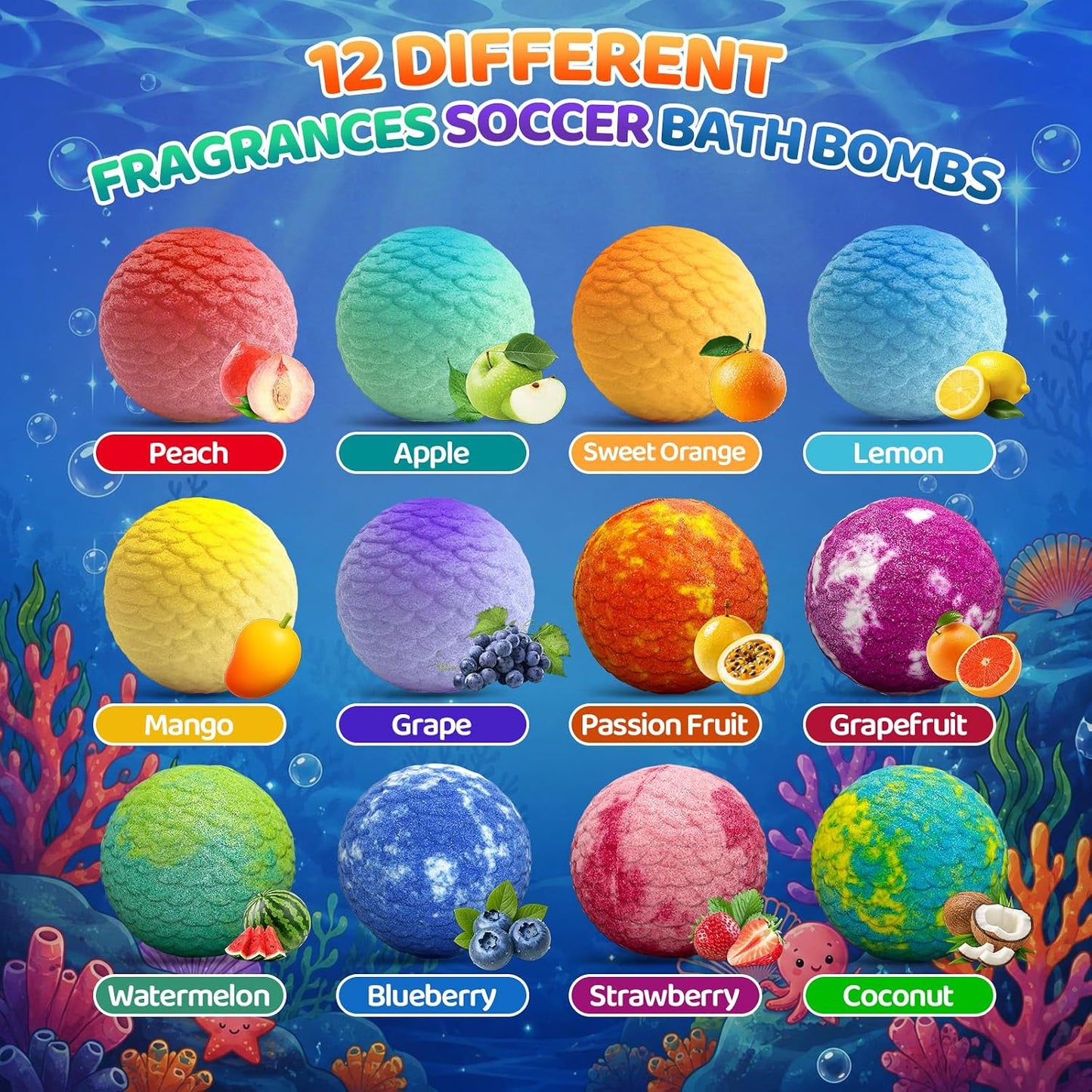 Mermaid Bath Bombs for Kids with Surprise Toys Inside, 12pcs Bubble Kids Bath Bombs with Mermaid Toys Gift Set for 3 4 5 6 7 8 Year Old Girls Birthday Christmas Gift Spa Bath Ball with Bath Toy Fun