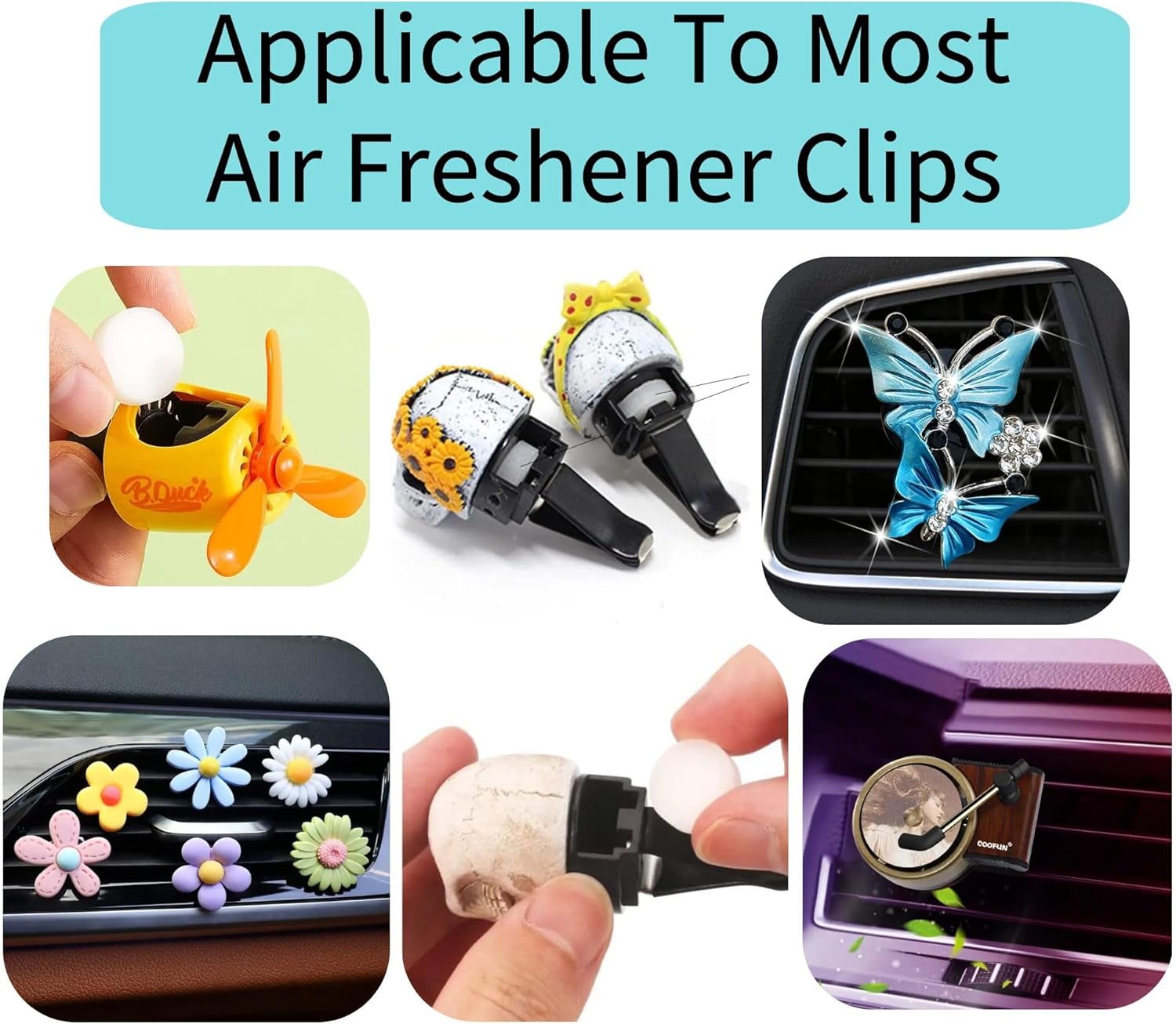 Car Air Freshener Refills, 30 Pcs Individual Package Car Air Vent Clip Replacement Pads Solid Fragrance Scent Air Freshener Refill Tablets (Lavender+Ocean+Cologne)