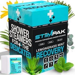 Shower Steamers for Sinus Relief | Recovery | XXL 80g Cold & Flu, Allergies, Post-Workout | Eucalyptus, Tea Tree, Turmeric, Arnica, Caffeine, Menthol | Extra Strength Aromatherapy | STiiMPAK (8 Pack)