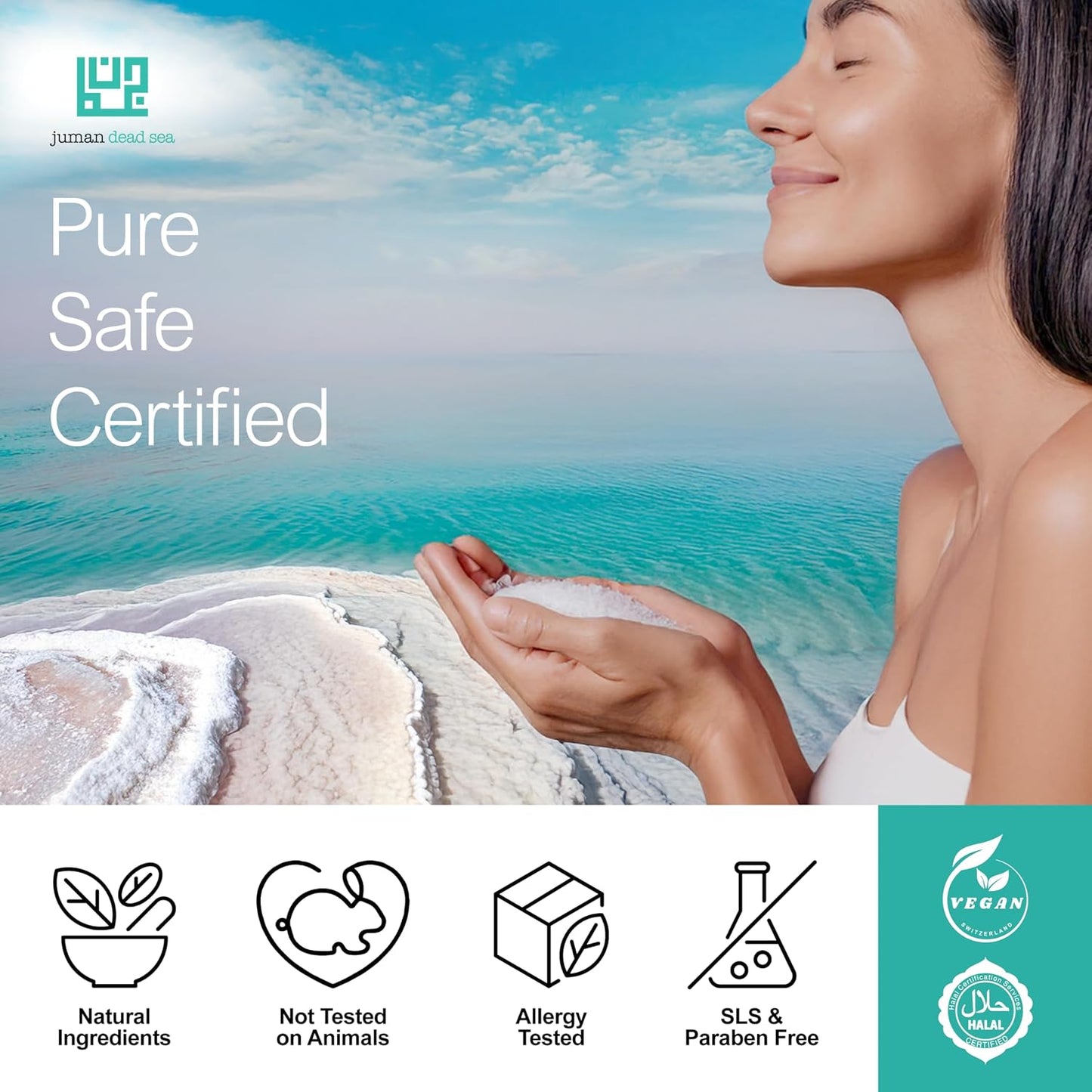 JUMAN Dead Sea Minerals Salt Soap for Acne and Dark Spots | Infused with Honey & Aloe Vera Gel Extract | Vitamin E | Moisturizing Soap Bar for Face and Body | 4oz (Pack of 1)