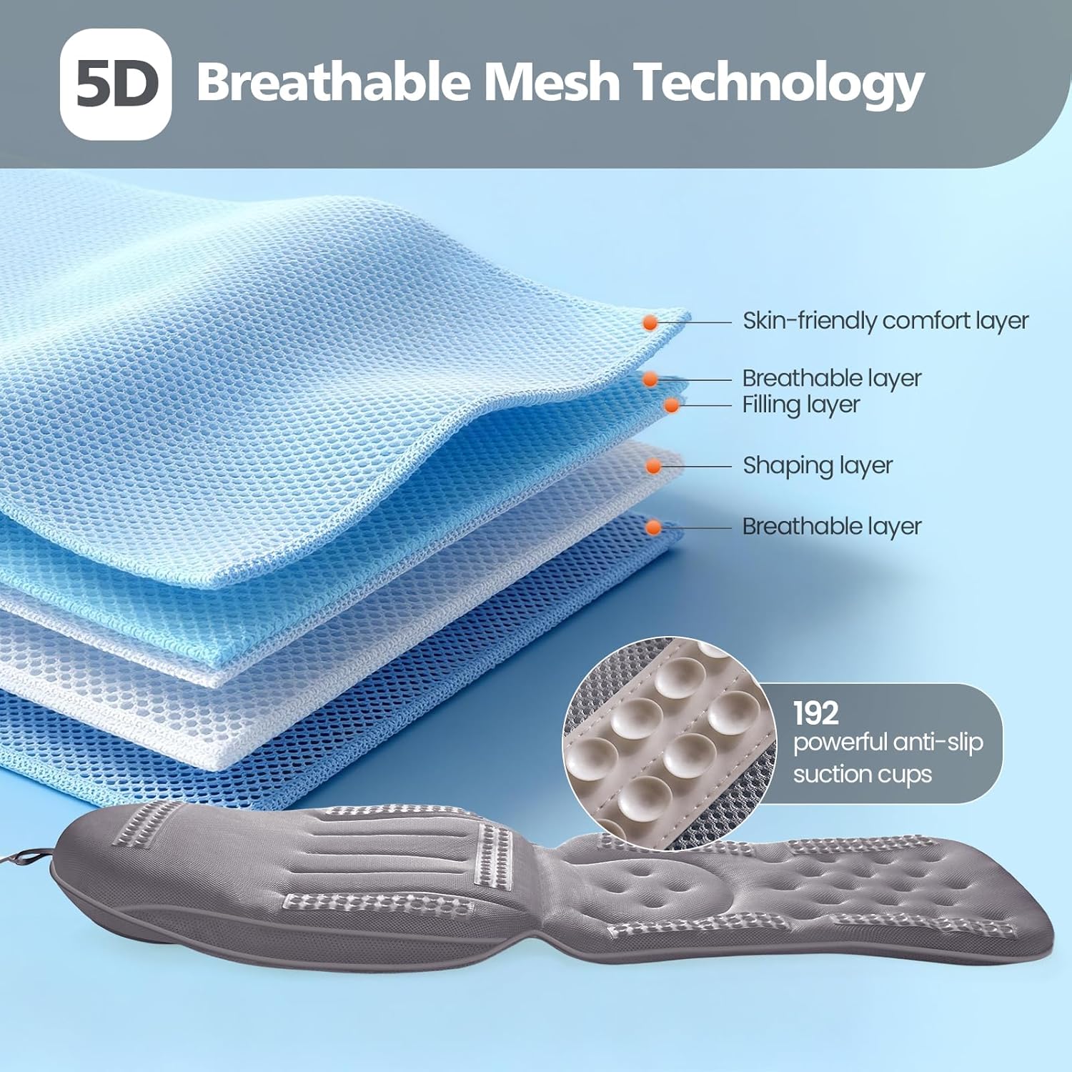 Full Body Bath Pillow for Bathtub,Thick Bathtub Cushion Soft 5D Mesh Spa Cushion,Luxury Tub Pillow with Laundry Bag for Headrest Neck and Back Support,Gift for Soaking (Gray)