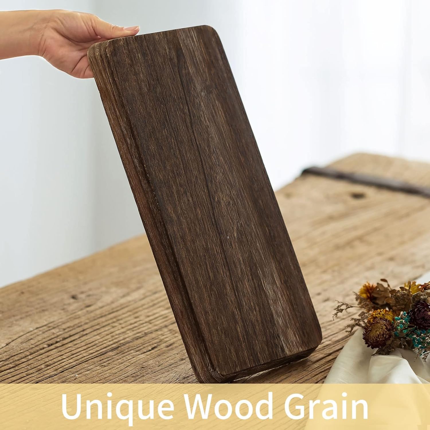 Romadedi Wooden Decorative Tray Candle Holder - Wood Long Narrow Tray Home Decor Small Rustic Centerpieces Trays for Coffee Table Dining Room Kitchen