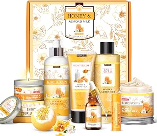 Gifts for Women, Birthday Gift for Women, 9 Pc Almond Milk & Honey Bath and Body Gifts Set, Self Care Gifts Spa Gift Basket, Relaxing Bath Sets for Mom, Girlfriend, Sister, Female Friends, Coworker