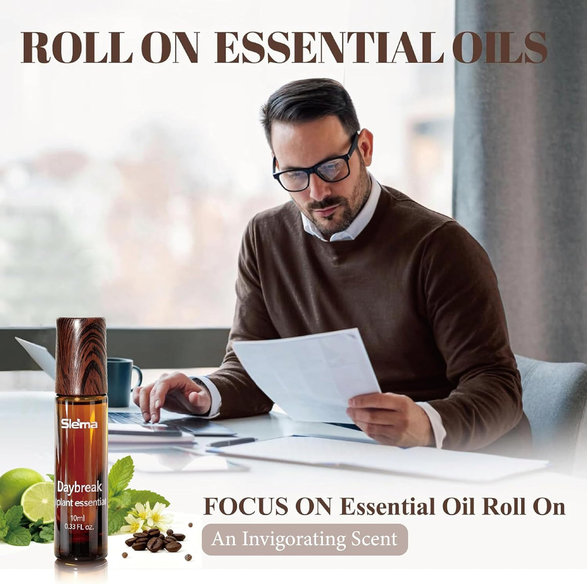 Slema Essential Oil，Daybreak Essential Oil Blends by 10ml Essential Oils - 100% Pure Therapeutic Grade, Helps Create a Focused Atmosphere for Work & Study​ (Lemon)