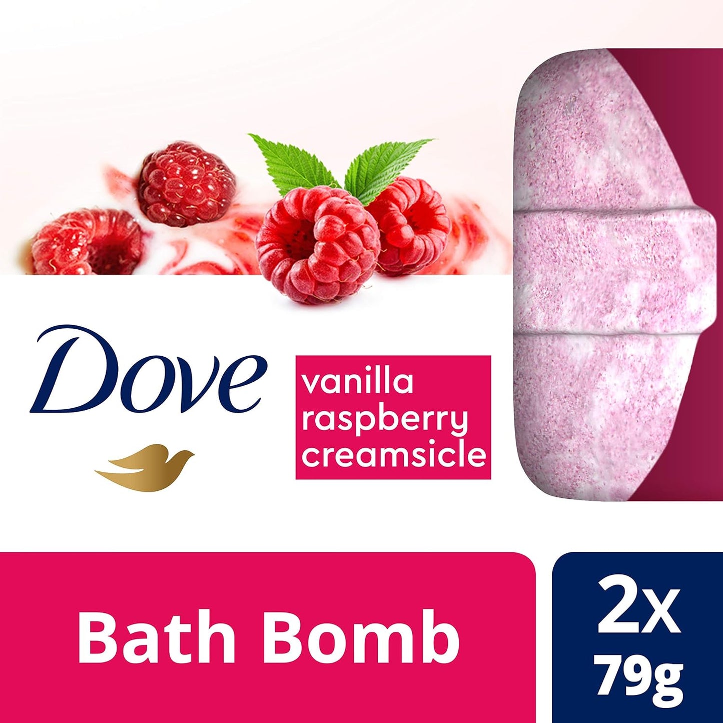 Dove Milk Swirls Vanilla Raspberry Creamsicle Bath Bombs 2.8 oz (Twin Pack)