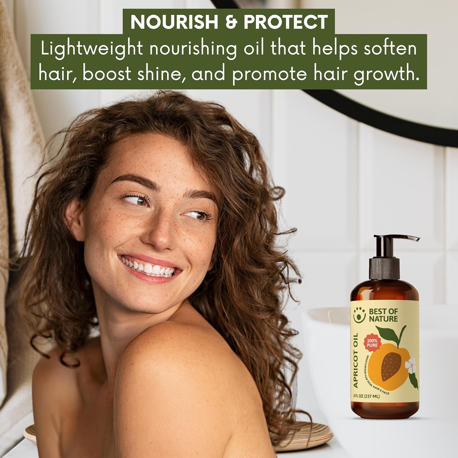 Best of Nature 100% Pure Apricot Oil – Lightweight Massage & Body Oil, Unscented Moisturizer for Hair, Skin, Face, Ideal Carrier Oil for Essential Oils, Half Gallon (64 fl oz)
