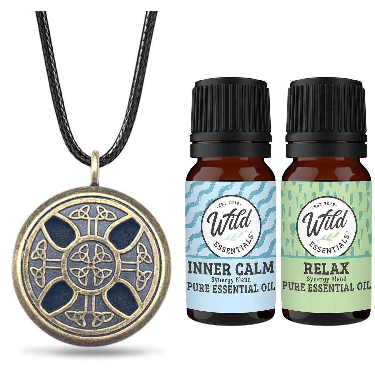 Wild Essentials Celtic Cross Aged Brass Necklace Essential Oil Diffuser Kit
