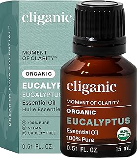 Cliganic USDA Organic Eucalyptus Essential Oil, 100% Pure | Natural Aromatherapy Oil for Diffuser Steam Distilled | Non-GMO Verified