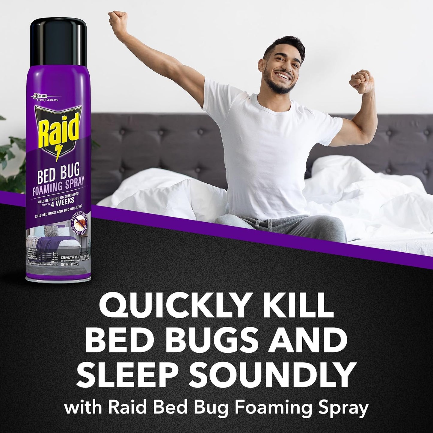 Raid Bed Bug Foaming Spray, Indoor Insecticide Kills Bed Bugs & Eggs, 16.5 oz
