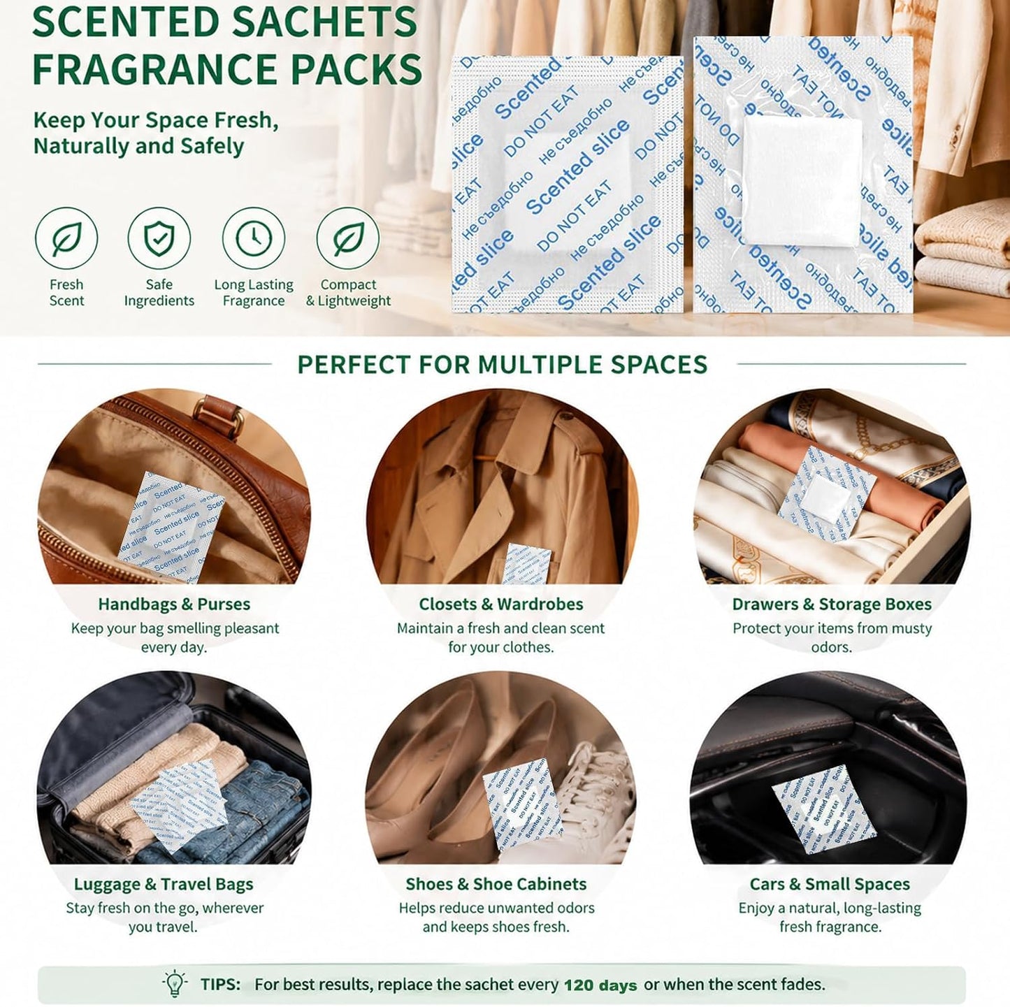 81 Pack Scented Sachets Sheets Long Lasting Scented Bags Home Fragrance Air Freshener for Closet Room Drawer Cars Wardrobes Long Lasting Scented Sachets with 5 Drawstring Bags (81, Jasmine)