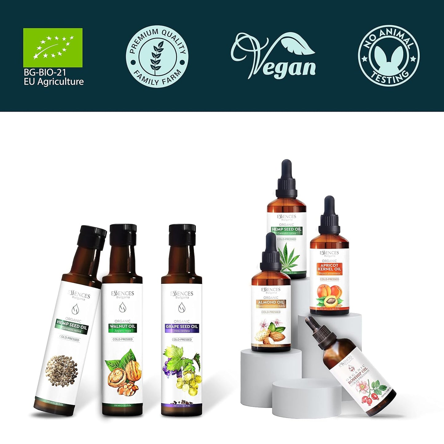 Essences Bulgaria Organic Apricot Kernel Oil 3.4 Fl Oz | 100ml | 100% Natural Cold-Pressed Oil | Therapeutic Quality | Family Owned Farm | Massage Base Oil | Natural Moisturizer | Ideal Carrier Oil