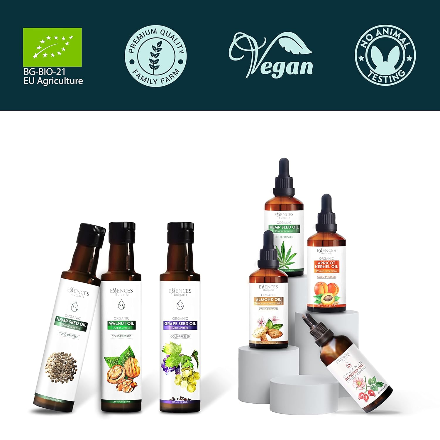 Essences Bulgaria Organic Apricot Kernel Oil 3.4 Fl Oz | 100ml | 100% Natural Cold-Pressed Oil | Therapeutic Quality | Family Owned Farm | Massage Base Oil | Natural Moisturizer | Ideal Carrier Oil