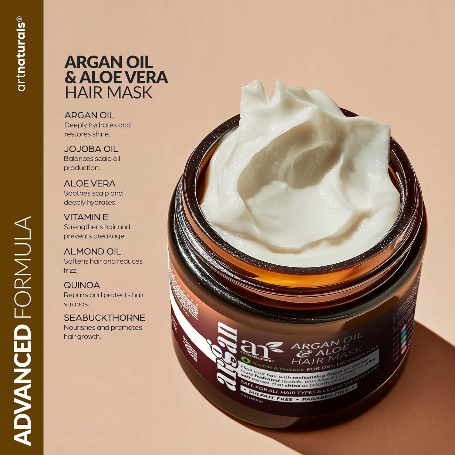 artnaturals Hair Mask for Dry, Damaged Hair - Deep Conditioning Treatment Argan Oil & Jojoba Treatment Repair Mask for Curly, Frizzy Color-Treated Hair, For Hydrating Growth Repair Moisturizing