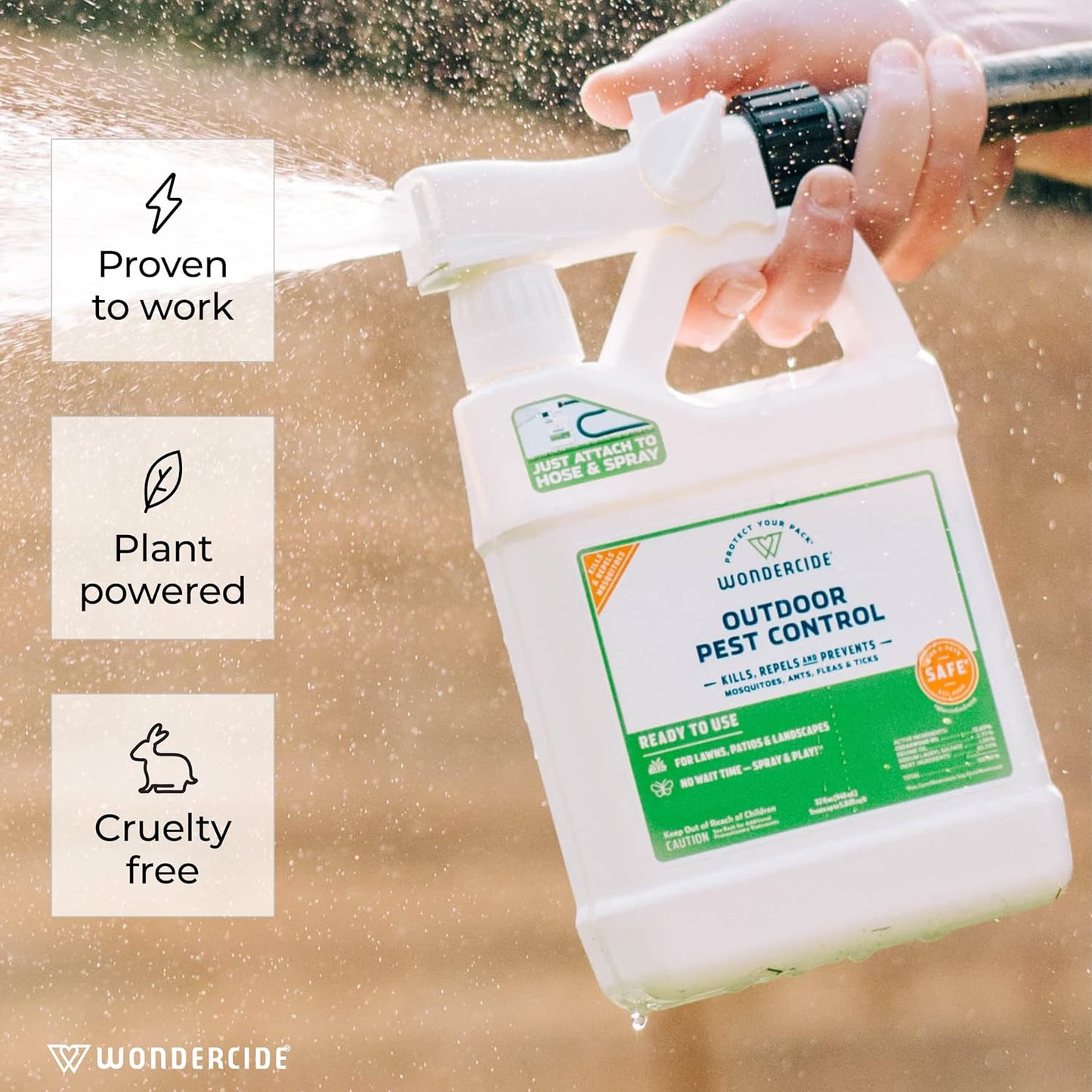 Wondercide - Outdoor Pest Control Spray with Natural Essential Oils - Mosquito, Ant, Flea, Tick, Insect Repellent, Treatment, Killer - Safe Around Pets Kids 32 oz