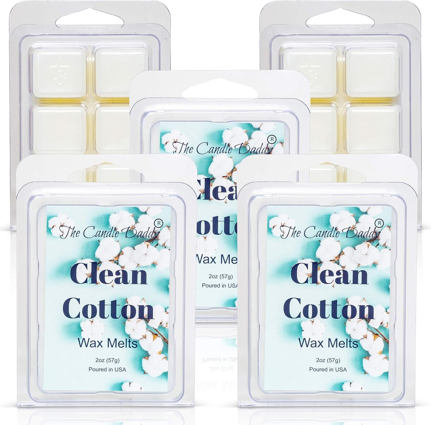 Clean Cotton- Fresh, Calming Cotton Scented Melt- Maximum Scent Wax Cubes/Melts- 1 Pack -2 Ounces- 6 Cubes Gift for Women, Men, BFF, Friend, Wife, Mom, Birthday, Sister, Daughter, Long Lasting