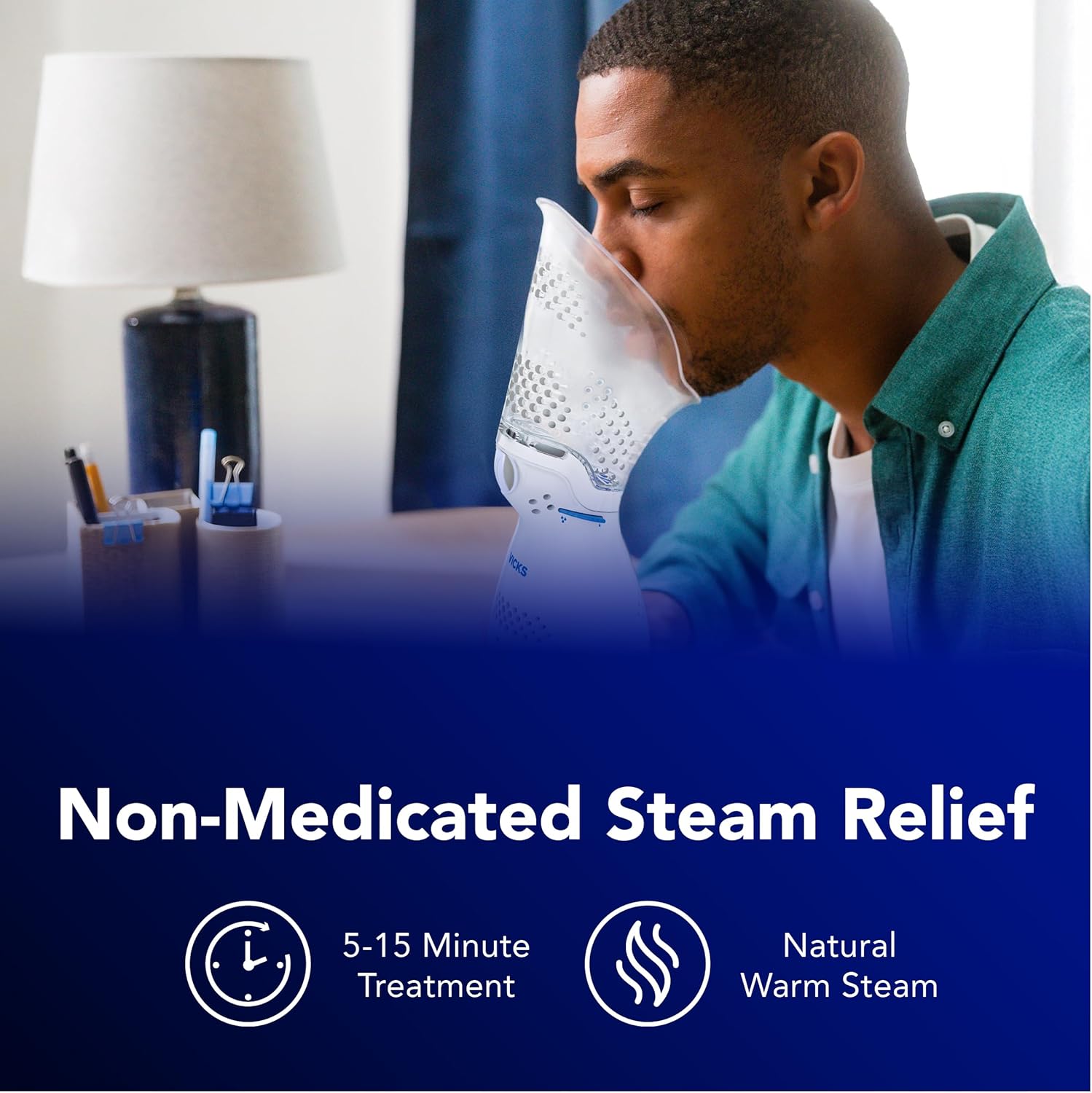 Vicks Sinus Inhaler, Plug-in Non-Medicated Steam Inhaler for Sinus Relief, Allergies, Congestion & Colds, Vocal Steamer, Soothes Nasal & Throat Passages, Works with VapoPads (1 Included)