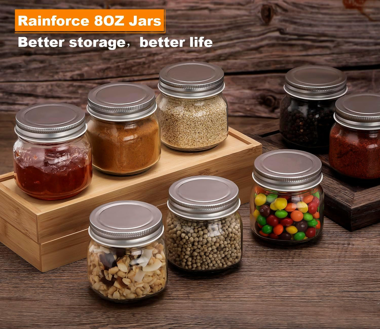Mason Jars 8 oz 30 Pack- Small Mason Jars With Silver Lids -1/4 Quart Canning Jars| Storage Glass Jars With Lids For Jelly, Jam, Honey, Pickles - Spice Glass Jars - With 30 Chalkboard Labels