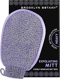 Brooklyn Botany Exfoliating Mitt for Bath and Shower – Heavy Duty Exfoliating Body Scrubber for Massage and Dead Skin Remover for Body – 1 Mitt