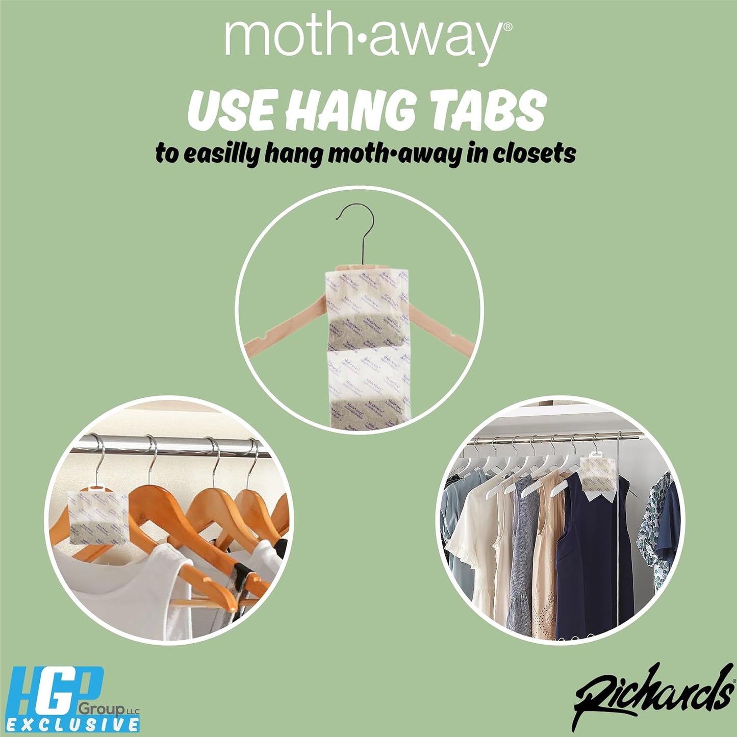 Richards Homewares Moth Away Herbal Non Toxic Natural Repellent, 6-Jumbo Sachets
