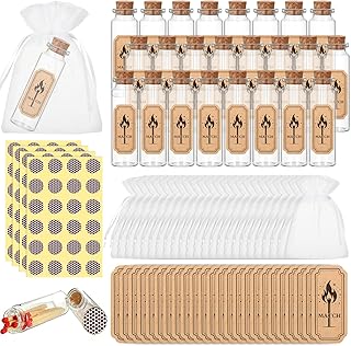 24 Set Glass Match Holder with Striker sticker & Cork Top, Clear Decorative Wedding Matches Jars Bulk，Matches in a jar with striker for Weddings Bridal Showers DIY Custom Party Favors Guests Gifts
