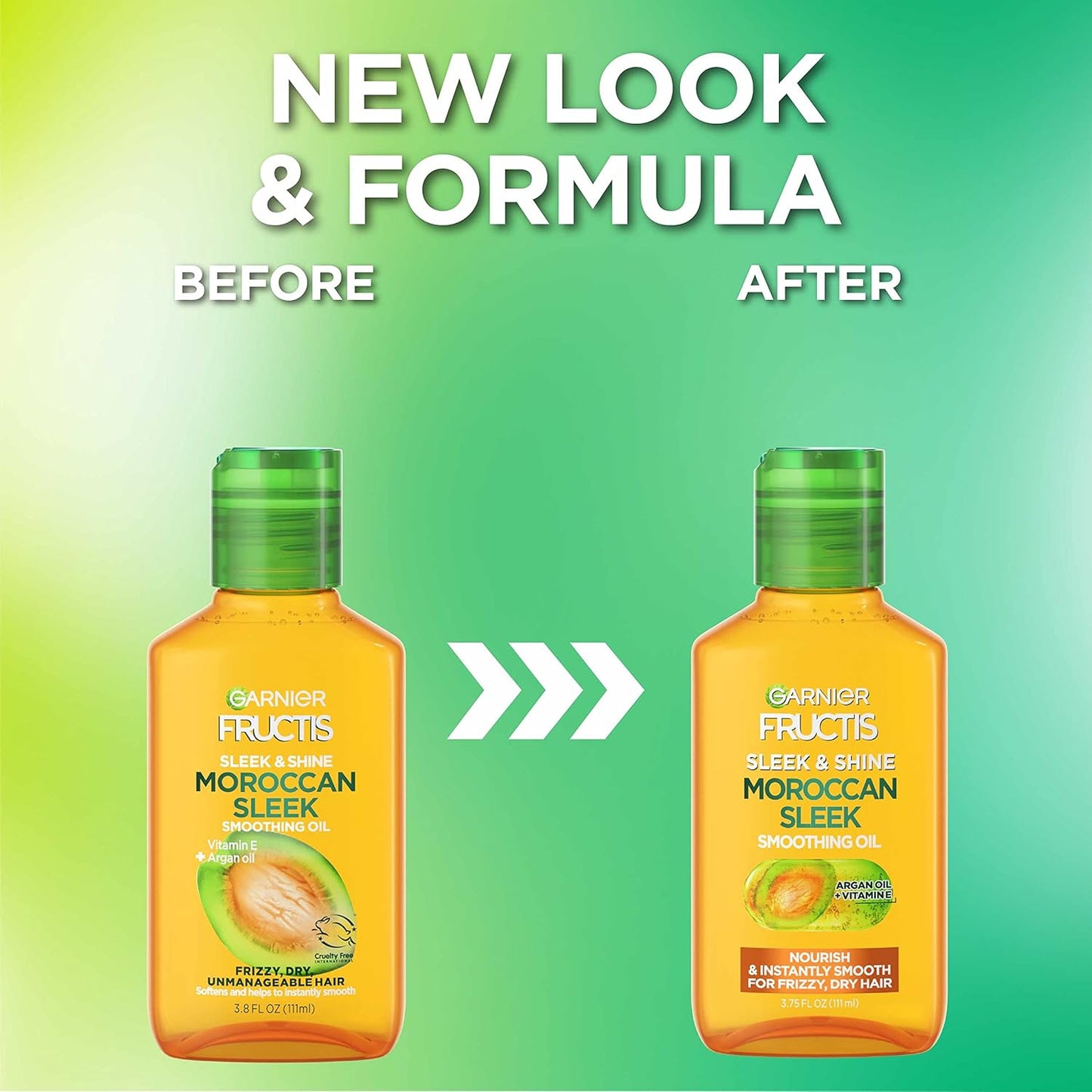 Garnier Fructis Sleek & Shine Moroccan Sleek Smoothing Oil for Frizzy, Dry Hair, Argan Oil, 3.75 Fl Oz, 1 Count (Packaging May Vary) | Moroccan Sleek
