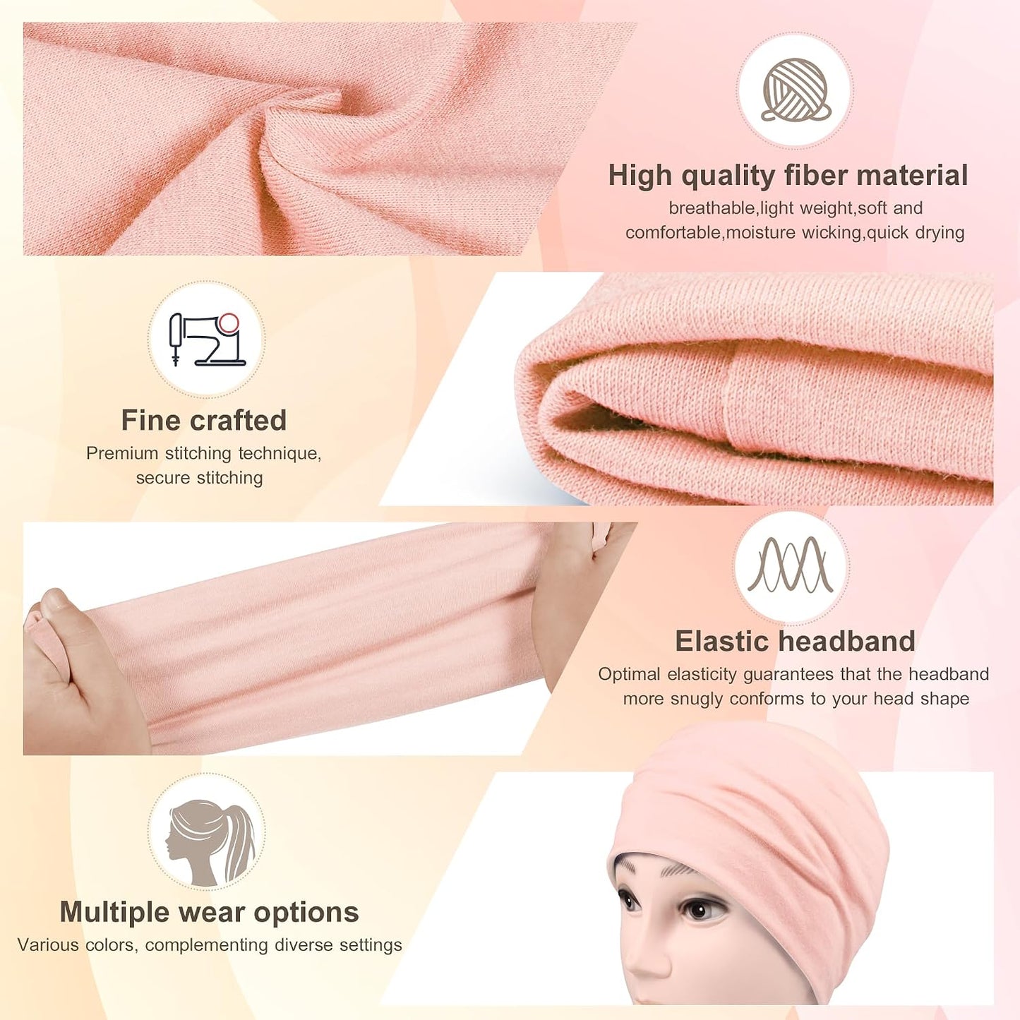 DiyJibb Headbands for Women, 7PCS Wide Cloth Hair Bands for Workout, Yoga, Skincare & Daily Wear, Soft & Stretchy