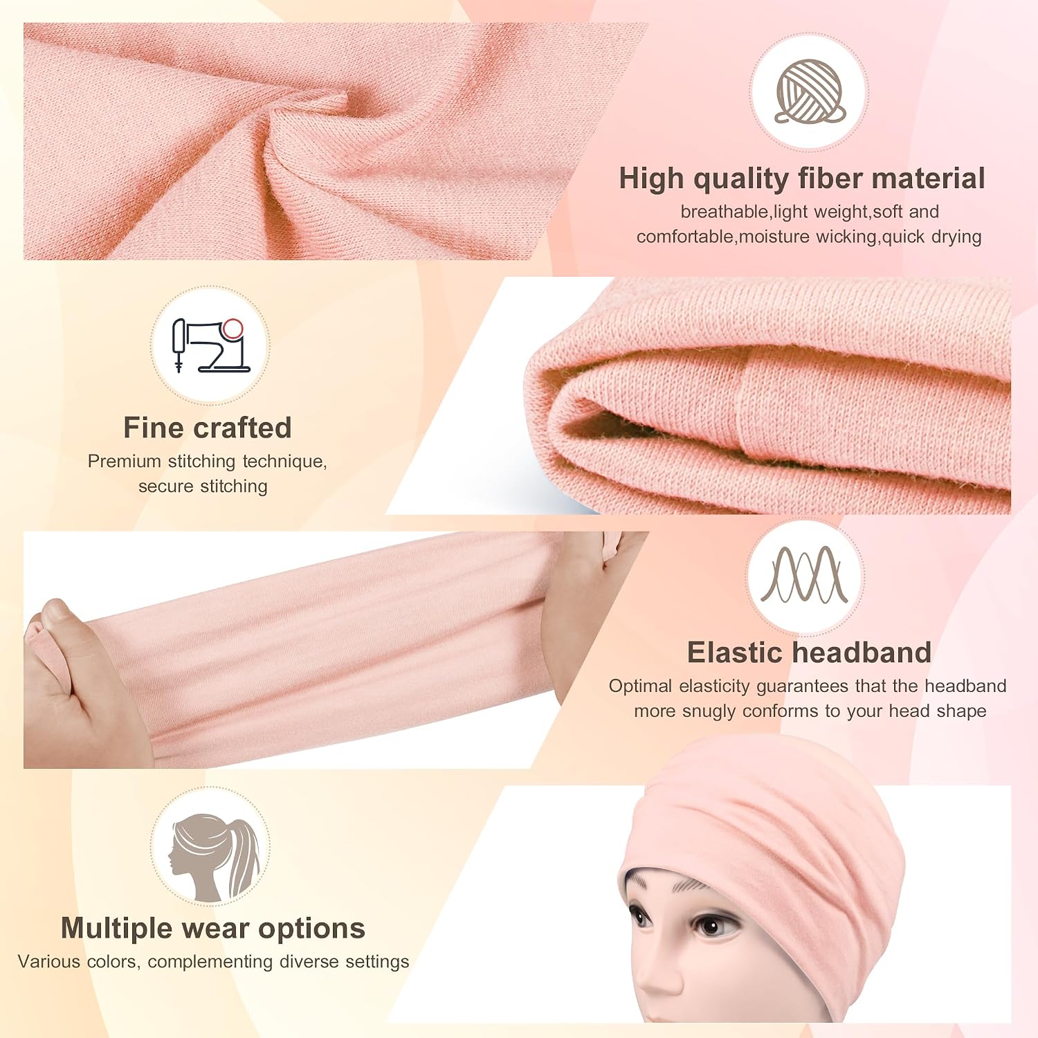 DiyJibb Headbands for Women, 7PCS Wide Cloth Hair Bands for Workout, Yoga, Skincare & Daily Wear, Soft & Stretchy