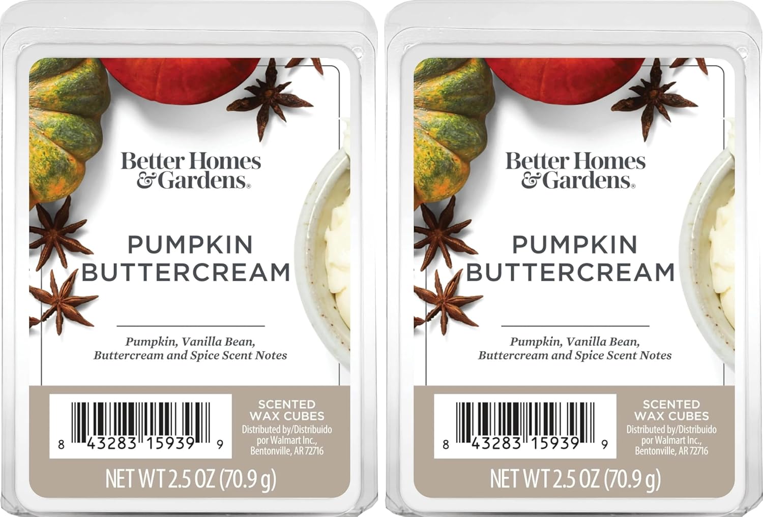 Better Homes and Gardens Scented Wax Cubes 2.5oz 2-Pack (Pumpkin Buttercream)