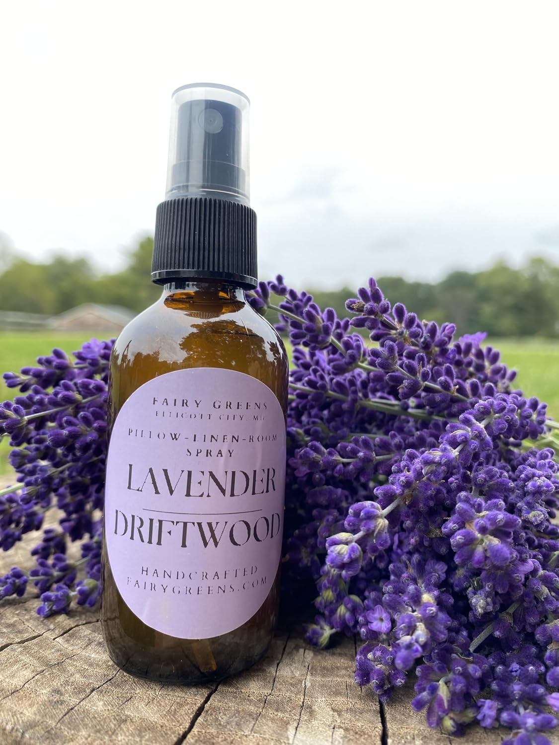 Lavender Driftwood Pillow Spray by Fairy Greens L Farm | Natural Room & Linen Spray for Better Sleep | Calming Aromatherapy Room Spray with Essential Oils | Pillow Spray | 2ozBottle