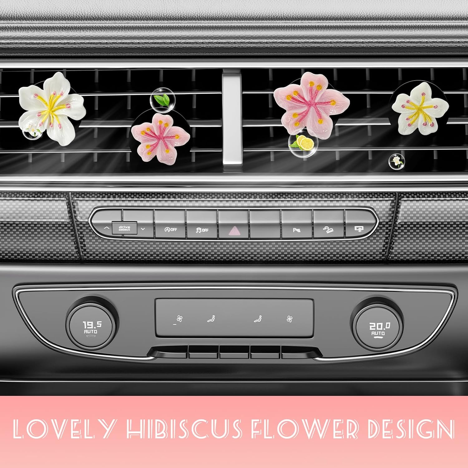 4 PCS Cute Car Air Freshener Vent Clips, Flower Air Conditioning Outlet Clip Aesthetic Decoration, Automotive Interior Daisy Refillable Diffuser for Women Girls, Car Accessories