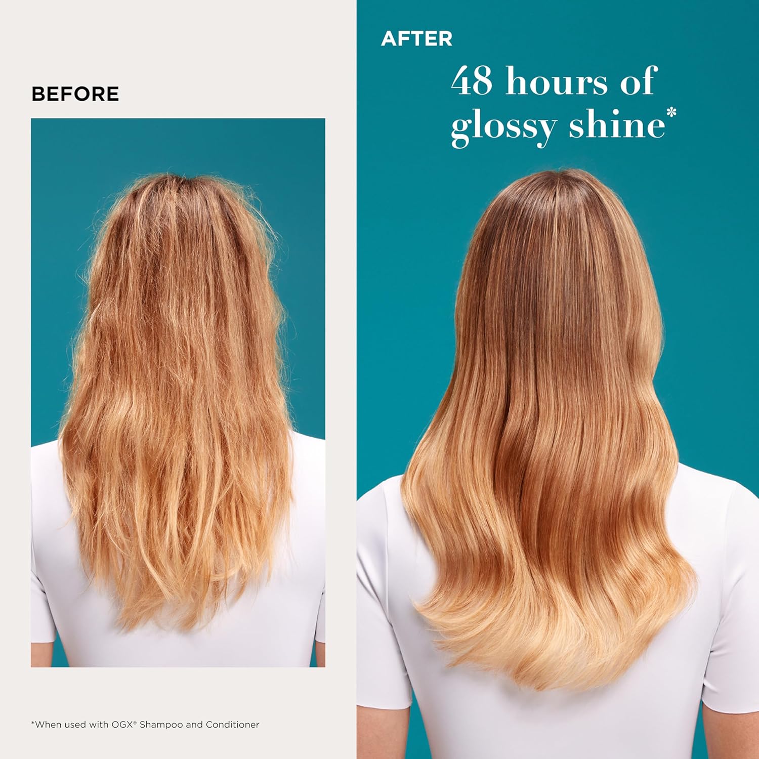 OGX Mirror Shine + Argan Oil Pre-Wash Hair Gloss, Smoothing Rinse Out Treatment for 48 Hours of Glossy Shine* & Nourishing Repair, Lightweight Hair Oil Mends Split Ends*, 4 fl. oz