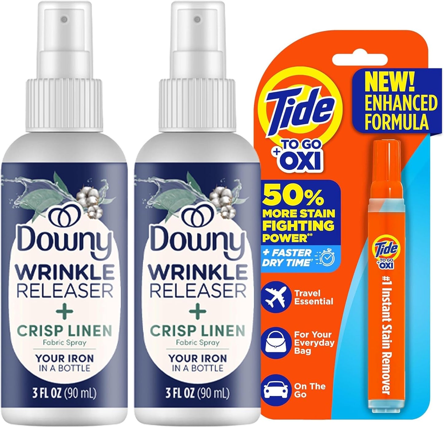 Downy Wrinkle Release Spray Bundle w/Bonus Tide Pen Sample - 3 Pack
