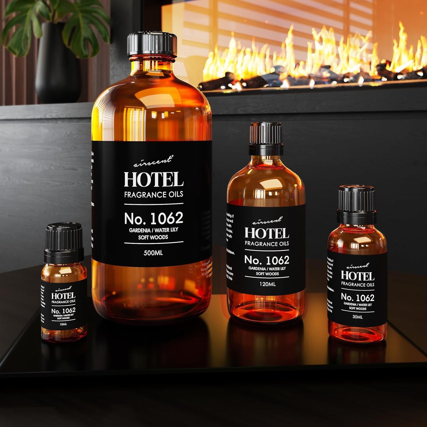 AirScent Hotel Diffuser Oil No. 1062 - Gardenia, Water Lily, Soft Woods - Premium Fragrance Oil for Ultrasonic and Waterless Diffusers and Crafting - 10 mL, 0.34 fl oz Glass Dropper Bottle