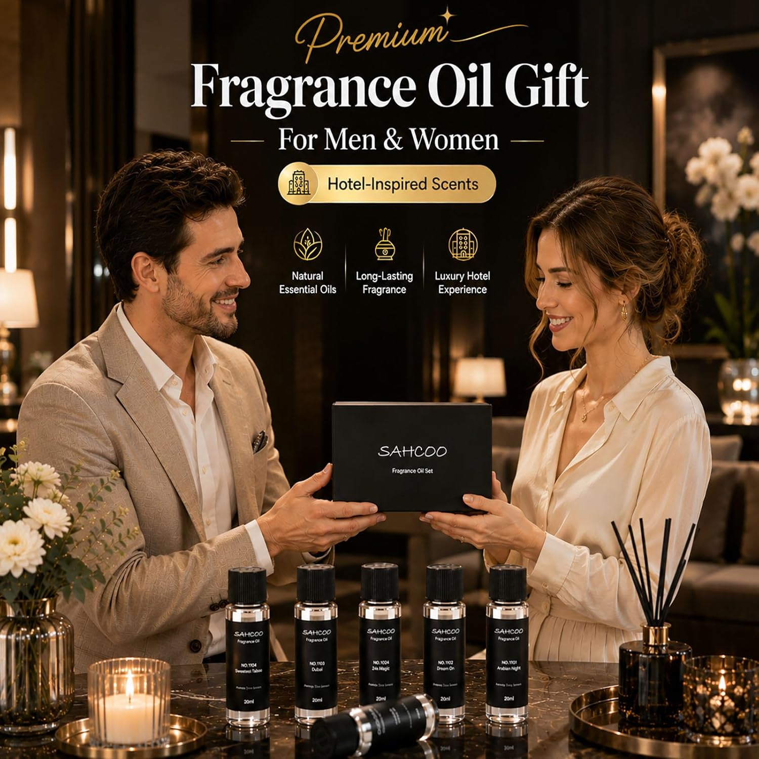 Hotel Diffuser Oil Set Inspired by 5-Star Hotel Scent, Most Popular Fragrance Oil 120ml, Natural Aromatherapy Oils for Cars & Home Products, Room Sprays (5 scents Set)