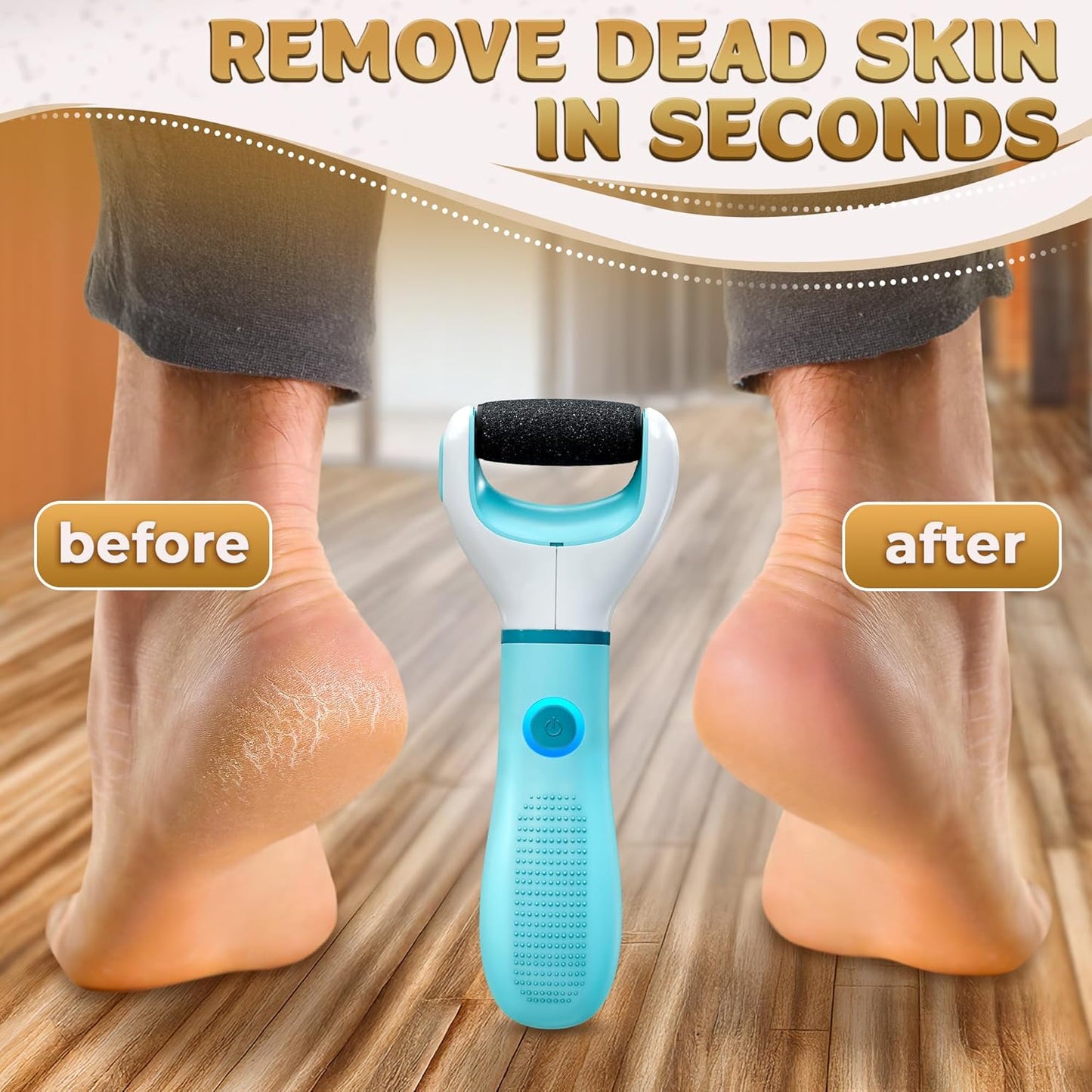 Electric Foot Sander Callus Remover – 3-Speed Foot Sanders for Feet (1800/2200/2800 RPM) with Replaceable Roller | 360° Rotating Head & Precision Control, Easy to Clean – Pedicure Tools for Feet Care