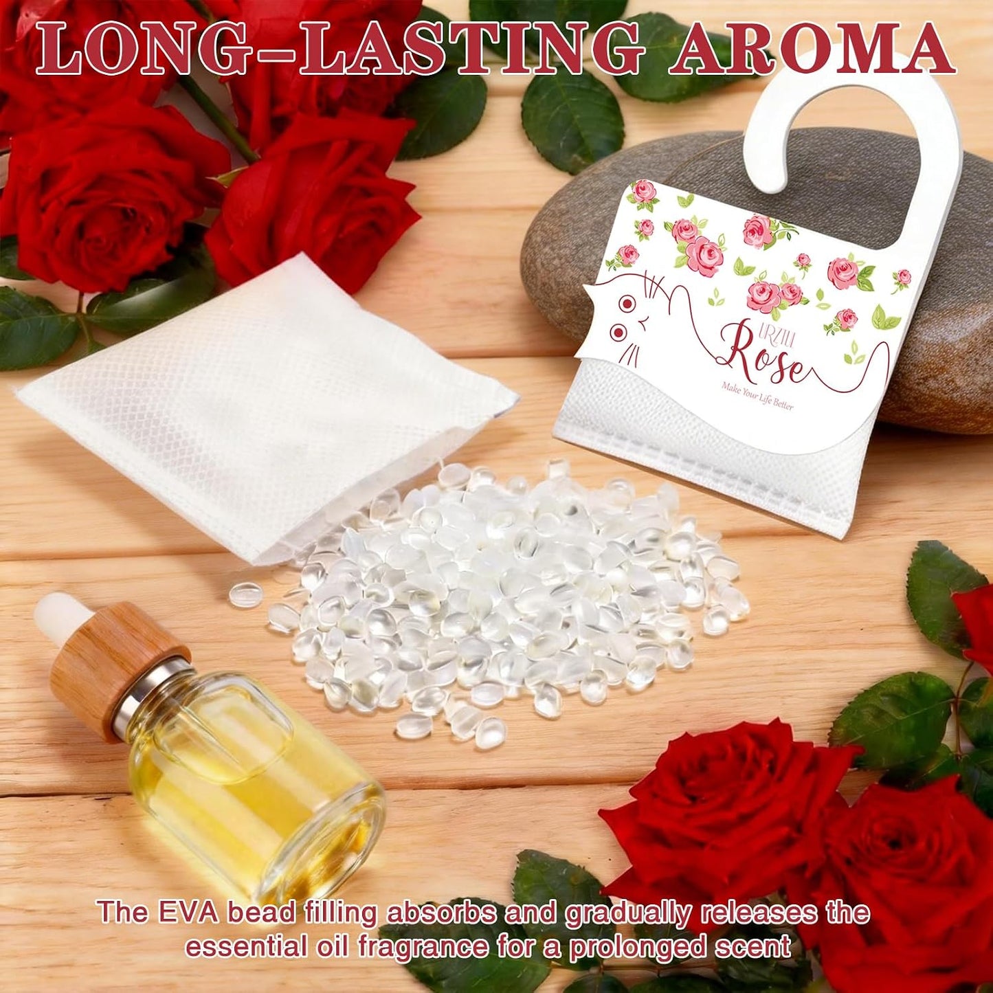 13 PCS Rose Scented Sachets, Long Lasting Room Air Freshener Odor Deodorizer Eliminating for Home Drawer Closet Clothes, Natural Room Fragrance Potpourri Bag