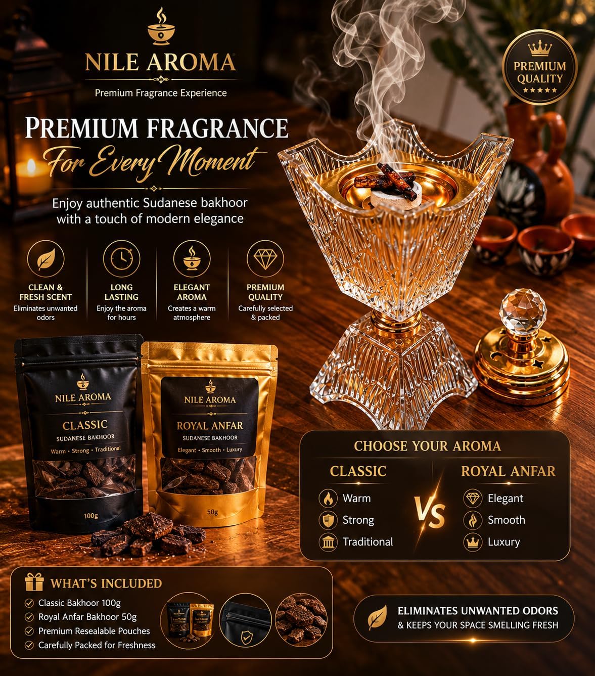 Oud Bakhoor Incense Classic 100g – Sudanese Authentic Incense, By | Nile Aroma