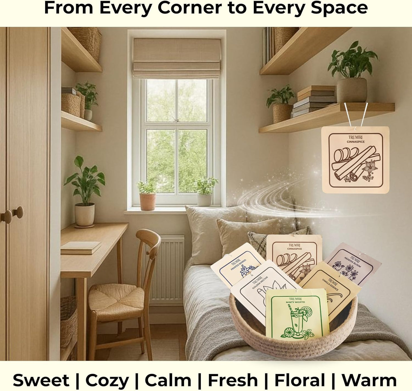 Scented Sachets for Drawer and Closet Freshener with Long Lasting Scent - Variety Pack of 6 - Frosted Berries|Cinnaspice|Vanilla Essence|Minty Mojito|Meadow Bloom|Golden Nectar - Home Fragrance