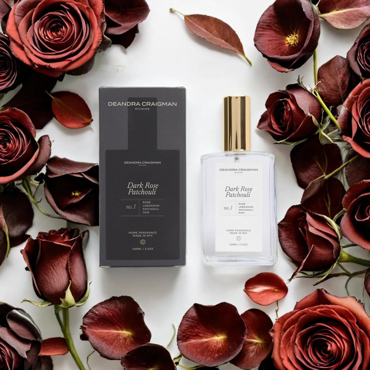 Dark Rose Patchouli Room And Linen Spray, Luxury Home Fragrance, Fabric Refresher, Air Freshener, Pillow & Bedroom Spray with Rose, Patchouli & Oud for Sultry Aroma & Ambiance