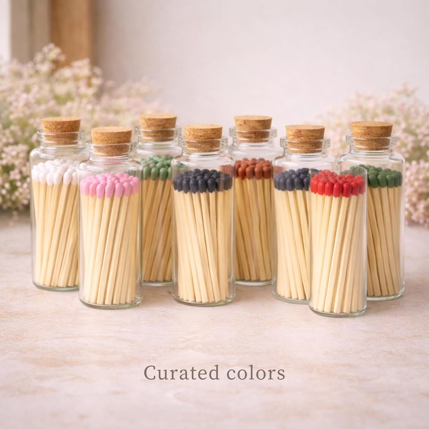 Chandler Studio 40+ Matchsticks Safety Matches in Jar - Strike On Bottle Glass Jar 2" Inch Matchsticks (10 Bottles, 40 Matchsticks Jar)