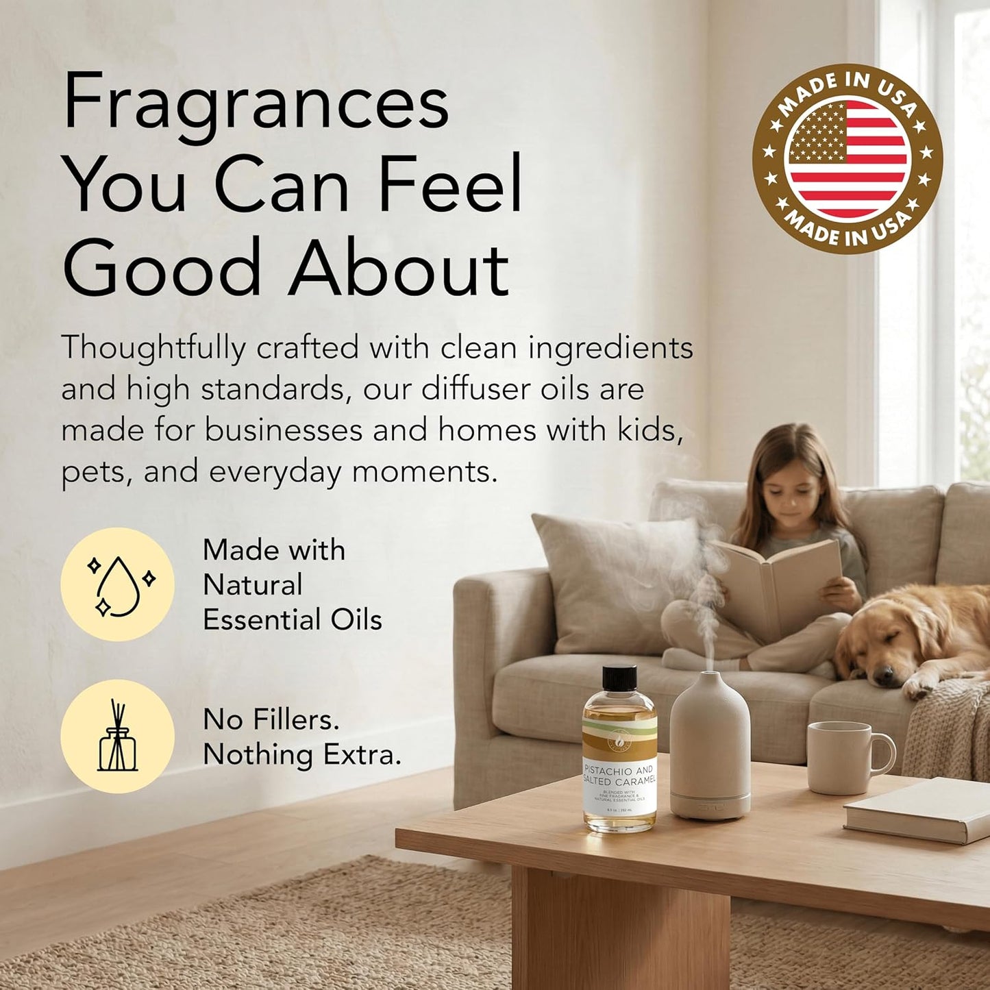Aroma Country Pistachio & Salted Caramel Diffuser Oil - Luxury Dessert-Inspired Nutty Caramel Fragrance Oil, Home Aroma for Diffusers & Room Spray - Premium Aromatherapy Oils & Home Scent (4 Fl Oz)