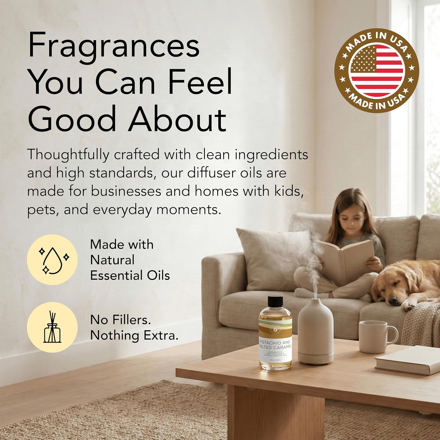 Aroma Country Pistachio & Salted Caramel Diffuser Oil - Luxury Dessert-Inspired Nutty Caramel Fragrance Oil, Home Aroma for Diffusers & Room Spray - Premium Aromatherapy Oils & Home Scent (4 Fl Oz)