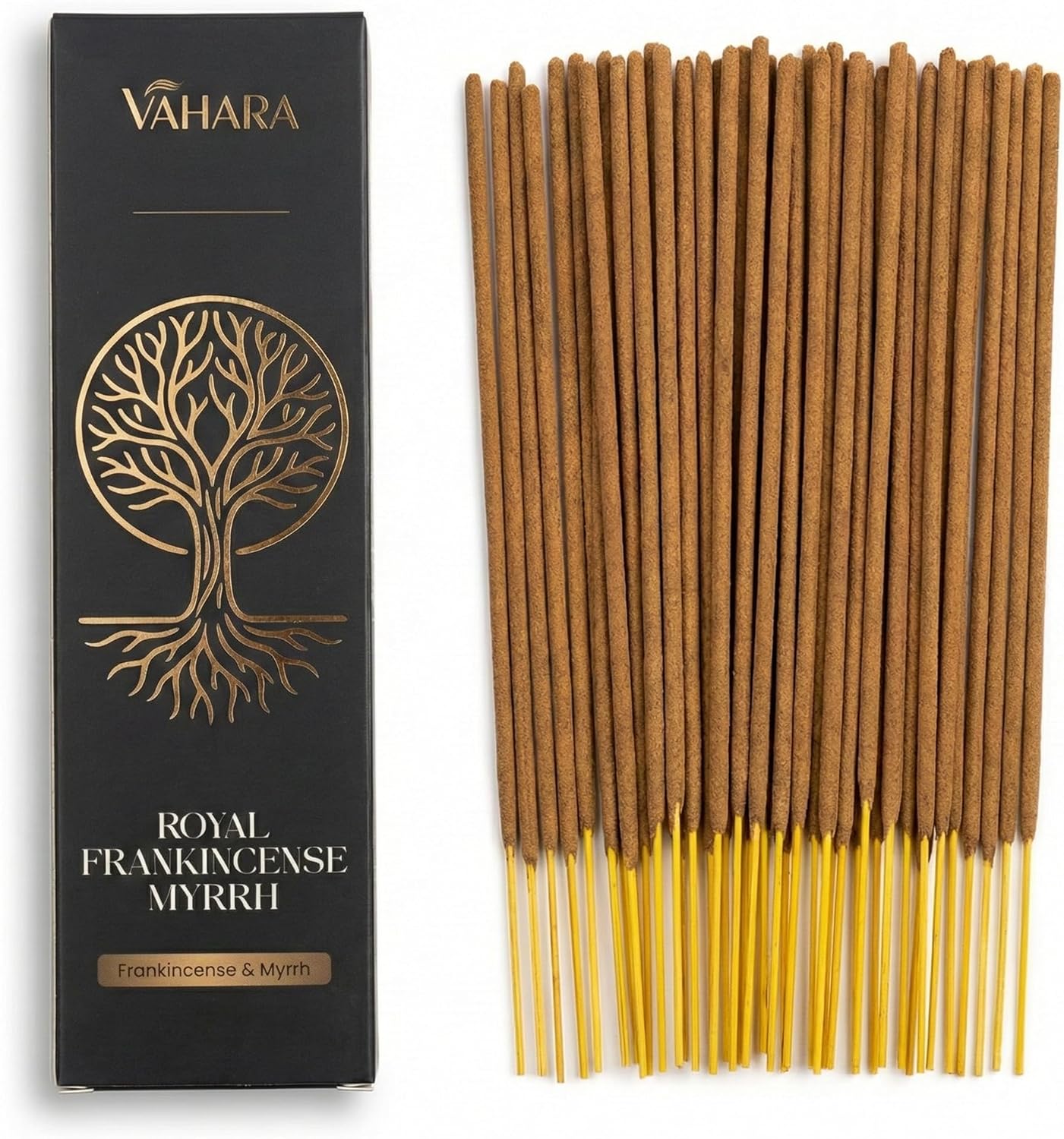 Premium Vahara Royal Frankincense and Myrrh Incense Sticks 100g | Resin Blend Masala Agarbatti for Meditation Prayer & Cleansing | Natural Earthy Home Fragrance