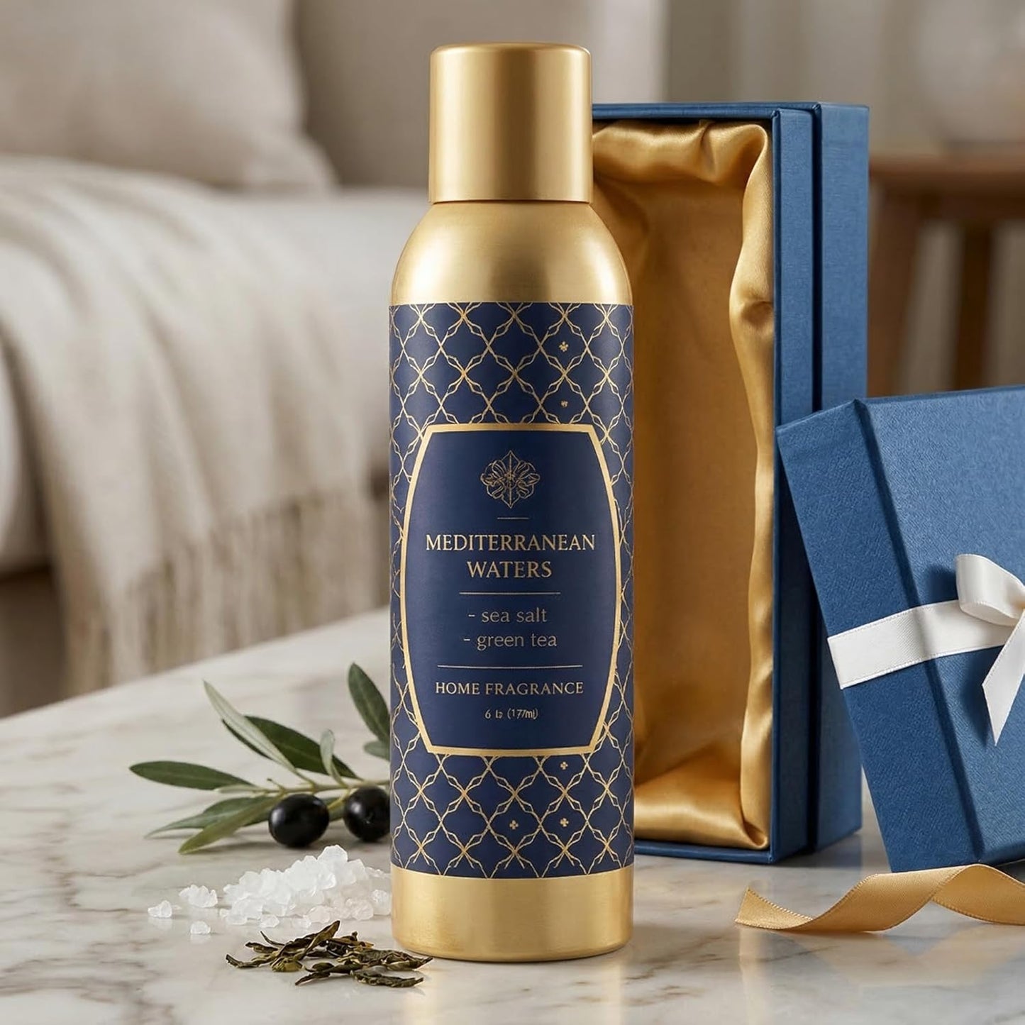 Room Fragrance Air Freshener Spray Concentrated Bathroom, Kitchen, Car, or Office Deodorizer, U.S.- Made by AP Fragrance (Mediterranean Water)